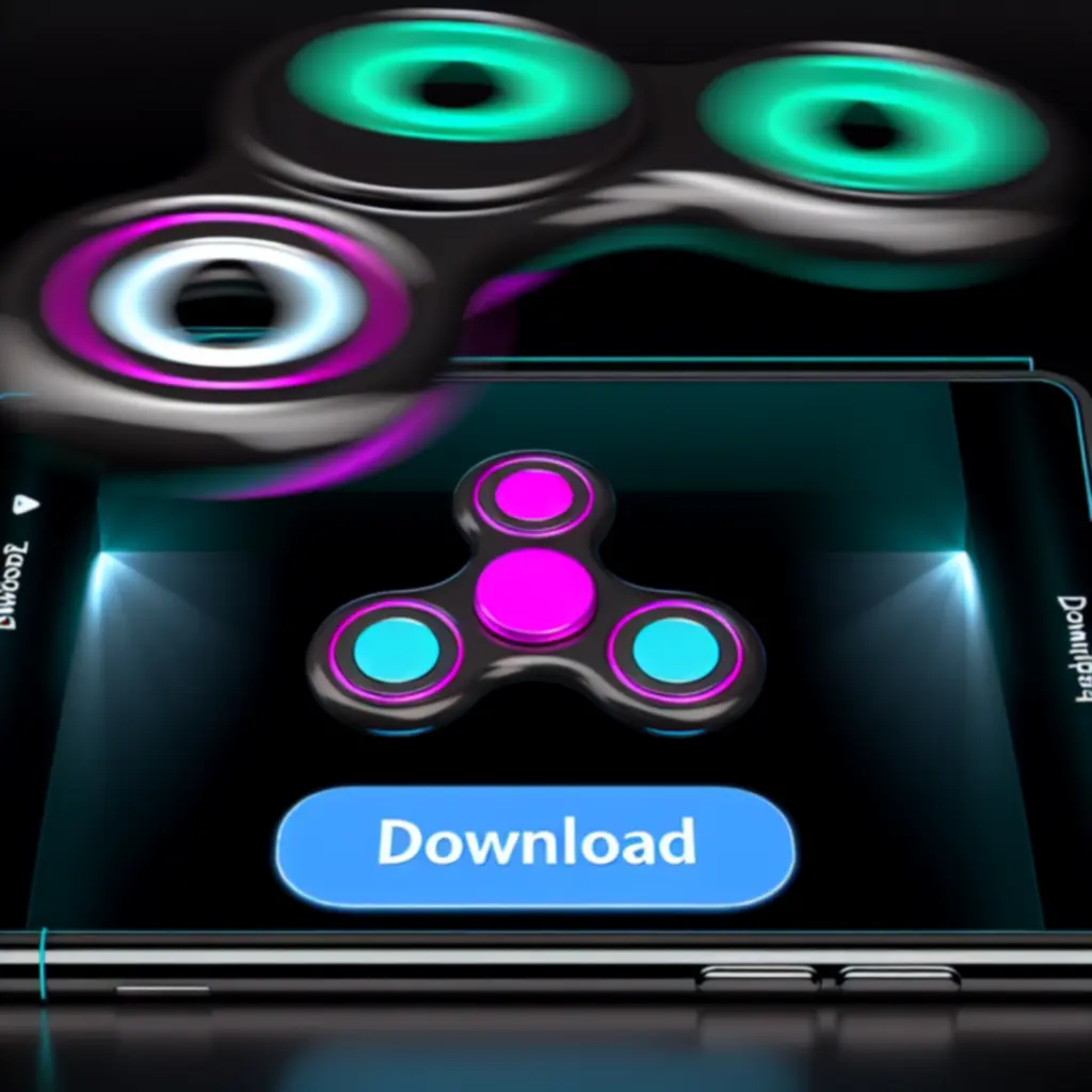 Neonfényben úszó Fidget Spinner mobiljáték letöltési képernyő