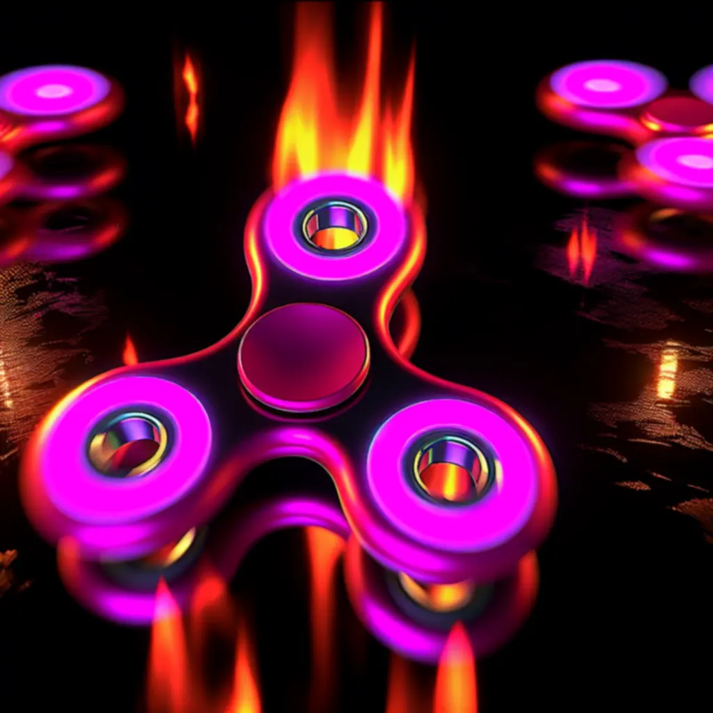 Lángoló hatású, neon magentával kiemelt fidget spinner