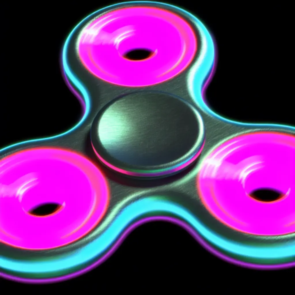 Neon cián és magenta fénnyel megvilágított klasszikus háromágú fidget spinner