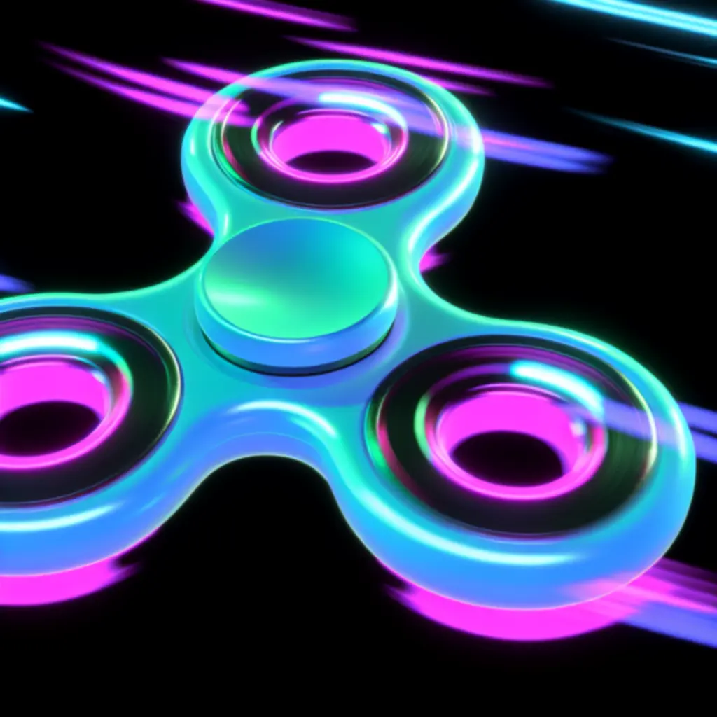 Neon fényekkel megvilágított, gyorsan pörgő fidget spinner