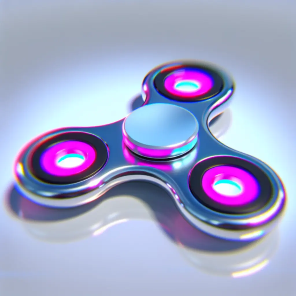 Közelkép neon cián és magenta effektekkel megvilágított Fidget Spinnerről