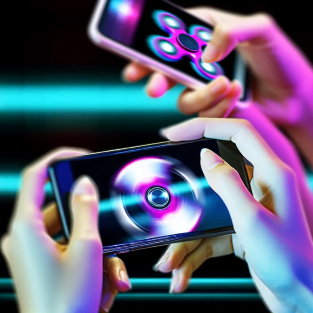 Felhasználó mobilon játszik a HUSpinerZone Fidget Spinner játékkal